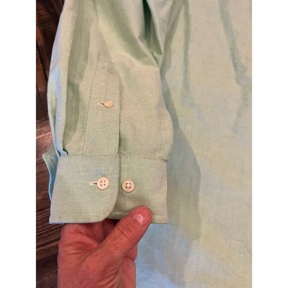 Ralph Lauren Classic Button Up Spring Green Shirt Men 17 35/36 Preppy Wedding - Picture 7 of 10